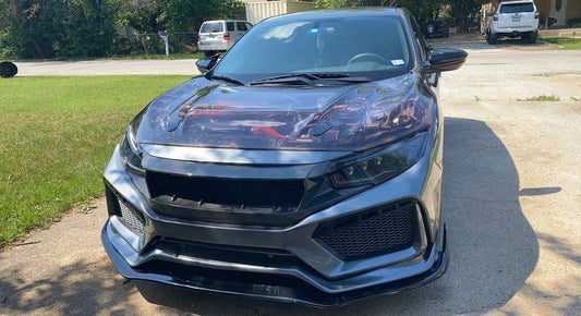 Honda Civic 10th Gen FC1 FC2 FC5 FC6 2016 2017 2018 2019 2020 2021 & Civic 10th Gen FC3 FC4 2017 2018 2019 2020 2021 & Civic 10th Gen FK7 2017 2018 2019 2020 2021 with Aftermarket Parts - Front Bumper & Front Lip Carbon Fiber / FRP from Robot Craftsman
