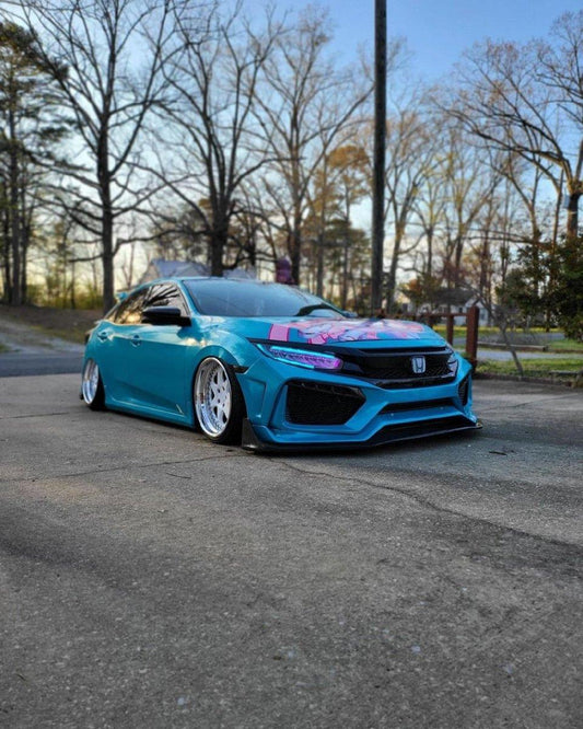 Honda Civic 10th Gen FC1 FC2 FC5 FC6 2016 2017 2018 2019 2020 2021 & Civic 10th Gen FC3 FC4 2017 2018 2019 2020 2021 & Civic 10th Gen FK7 2017 2018 2019 2020 2021 with Aftermarket Parts - Front Bumper & Front Lip Carbon Fiber / FRP from Robot Craftsman