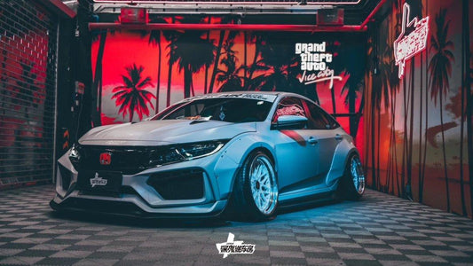 Honda Civic 10th Gen FC1 FC2 FC5 FC6 2016 2017 2018 2019 2020 2021 & Civic 10th Gen FC3 FC4 FK7 2017 2018 2019 2020 2021 with Aftermarket Parts - V1 Hood Bonnet Carbon Fiber / FRP from Robot Craftsman