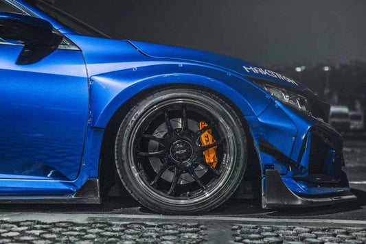 Honda Civic 10th Gen FC1 FC2 FC5 FC6 2016 2017 2018 2019 2020 2021 & Civic 10th Gen FC3 FC4 2017 2018 2019 2020 2021 & Civic 10th Gen FK7 2017 2018 2019 2020 2021 (compatible with ROBOT CRAFTSMAN front bumper with widebody kit) with Aftermarket Parts - Front Bumper Canards Carbon Fiber / FRP from Robot Craftsman