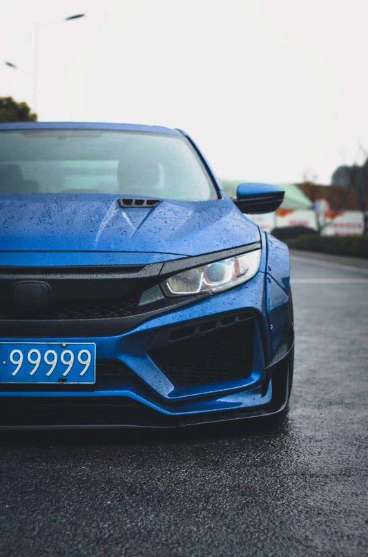 Honda Civic 10th Gen FC1 FC2 FC5 FC6 2016 2017 2018 2019 2020 2021 & Civic 10th Gen FC3 FC4 2017 2018 2019 2020 2021 & Civic 10th Gen FK7 2017 2018 2019 2020 2021 (compatible with ROBOT CRAFTSMAN front bumper with widebody kit) with Aftermarket Parts - Front Bumper Canards Carbon Fiber / FRP from Robot Craftsman