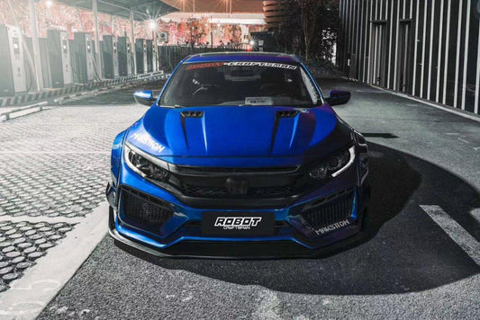 Honda Civic 10th Gen FC1 FC2 FC5 FC6 2016 2017 2018 2019 2020 2021 & Civic 10th Gen FC3 FC4 2017 2018 2019 2020 2021 & Civic 10th Gen FK7 2017 2018 2019 2020 2021 (compatible with ROBOT CRAFTSMAN front bumper with widebody kit) with Aftermarket Parts - Front Bumper Canards Carbon Fiber / FRP from Robot Craftsman
