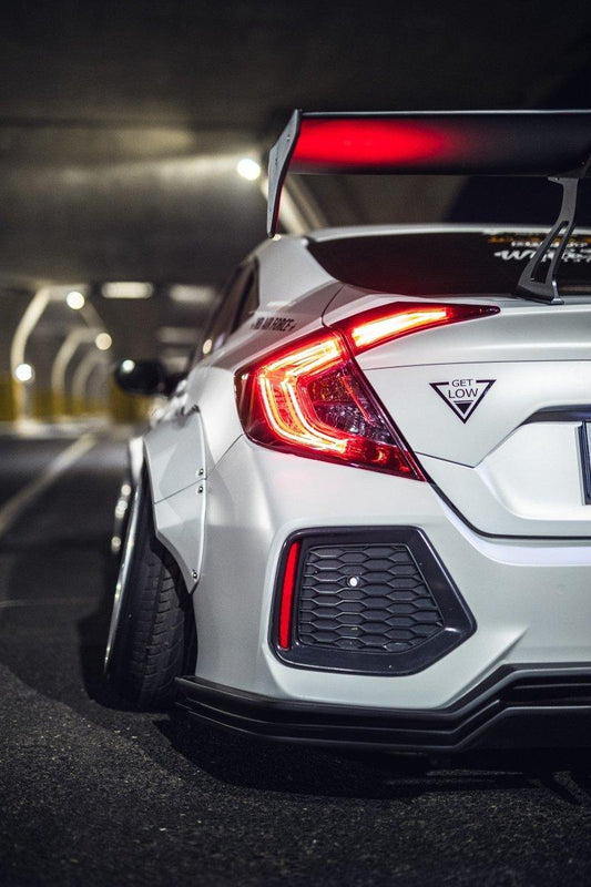 Honda Civic 10th Gen FC1 FC2 FC5 FC6 2016 2017 2018 2019 2020 2021 & Civic 10th Gen FC3 FC4 2017 2018 2019 2020 2021 with Aftermarket Parts - Rear Spoiler Wing Carbon Fiber / FRP from Robot Craftsman