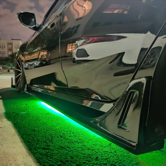 Honda Civic 10th Gen FC1 FC2 FC5 FC6 2016 2017 2018 2019 2020 2021 & Civic 10th Gen FK7 2017 2018 2019 2020 2021 (compatible with both OEM width and ROBOT CRAFTSMAN widebody) with Aftermarket Parts - Side Skirts Carbon Fiber / FRP from Robot Craftsman