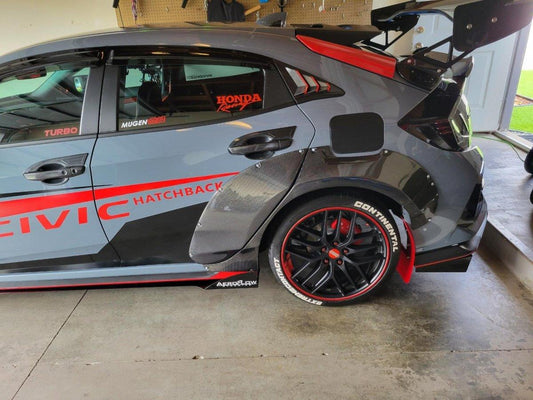 Honda Civic 10th Gen FC1 FC2 FC5 FC6 2016 2017 2018 2019 2020 2021 & Civic 10th Gen FK7 2017 2018 2019 2020 2021 (compatible with both OEM width and ROBOT CRAFTSMAN widebody) with Aftermarket Parts - Side Skirts Carbon Fiber / FRP from Robot Craftsman