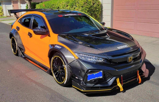 Honda Civic 10th Gen FC1 FC2 FC5 FC6 2016 2017 2018 2019 2020 2021 & Civic 10th Gen FK7 2017 2018 2019 2020 2021 (compatible with both OEM width and ROBOT CRAFTSMAN widebody) with Aftermarket Parts - Side Skirts Carbon Fiber / FRP from Robot Craftsman