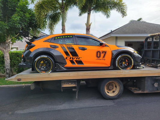 Honda Civic 10th Gen FC1 FC2 FC5 FC6 2016 2017 2018 2019 2020 2021 & Civic 10th Gen FK7 2017 2018 2019 2020 2021 (compatible with both OEM width and ROBOT CRAFTSMAN widebody) with Aftermarket Parts - Side Skirts Carbon Fiber / FRP from Robot Craftsman