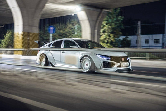 Honda Civic 10th Gen FC1 FC2 FC5 FC6 2016 2017 2018 2019 2020 2021 & Civic 10th Gen FK7 2017 2018 2019 2020 2021 (compatible with both OEM width and ROBOT CRAFTSMAN widebody) with Aftermarket Parts - Side Skirts Carbon Fiber / FRP from Robot Craftsman