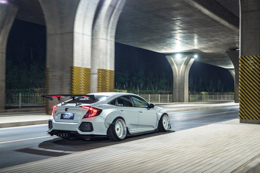 Honda Civic 10th Gen FC1 FC2 FC5 FC6 2016 2017 2018 2019 2020 2021 & Civic 10th Gen FK7 2017 2018 2019 2020 2021 (compatible with both OEM width and ROBOT CRAFTSMAN widebody) with Aftermarket Parts - Side Skirts Carbon Fiber / FRP from Robot Craftsman