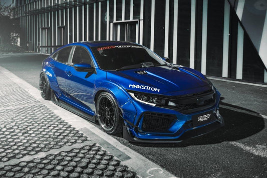 Honda Civic 10th Gen FC1 FC2 FC5 FC6 2016 2017 2018 2019 2020 2021 & Civic 10th Gen FK7 2017 2018 2019 2020 2021 (compatible with both OEM width and ROBOT CRAFTSMAN widebody) with Aftermarket Parts - Side Skirts Carbon Fiber / FRP from Robot Craftsman