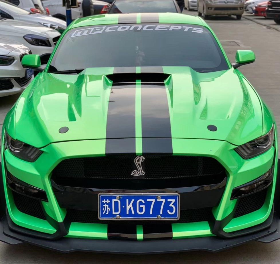 Ford Mustang Ecoboost V6 GT S550.1 2015 2016 2017 with Aftermarket Parts - "CAVALIER" Hood & Replacement Hood Carbon Fiber / FRP from Robot Craftsman