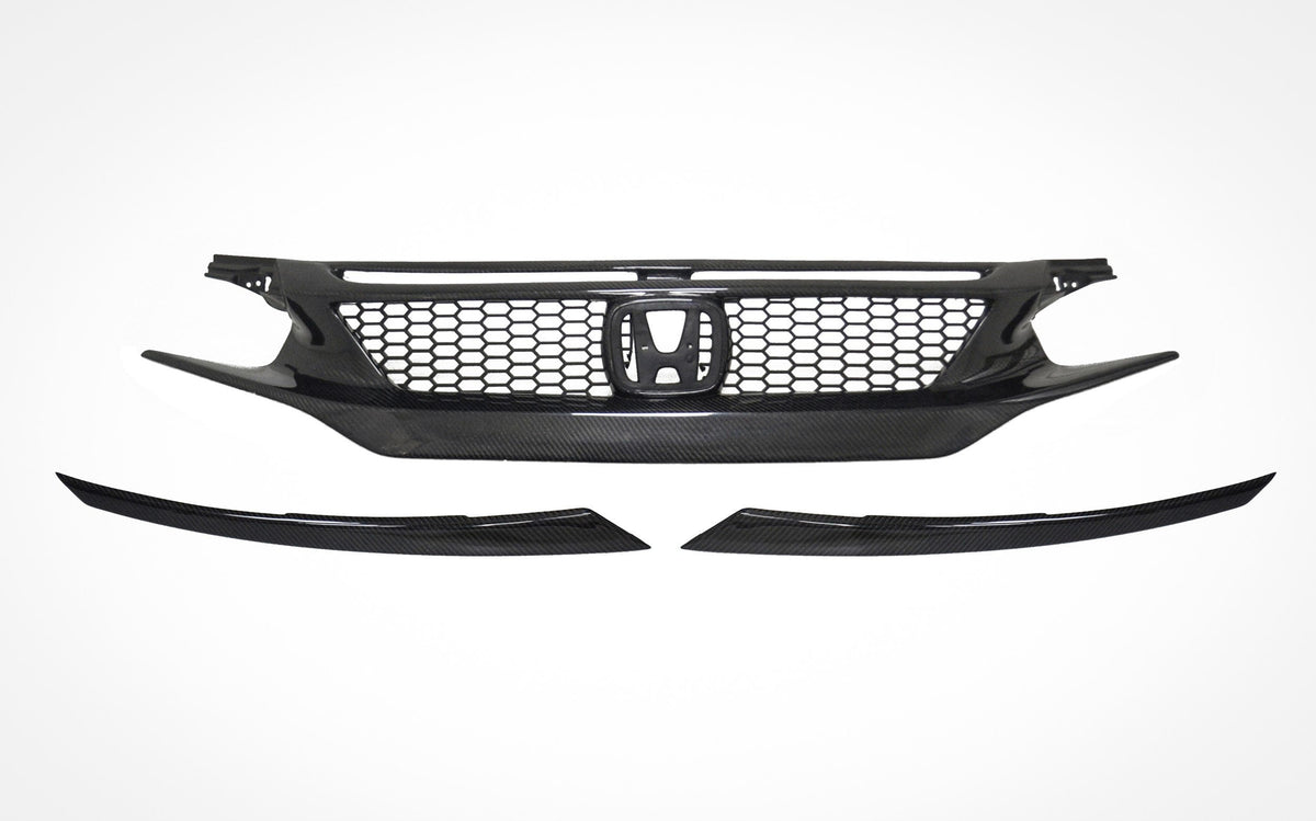 CMST Tuning Carbon Fiber Front Grill & Eye Lid Eyebrows for Honda 10th Gen Civic