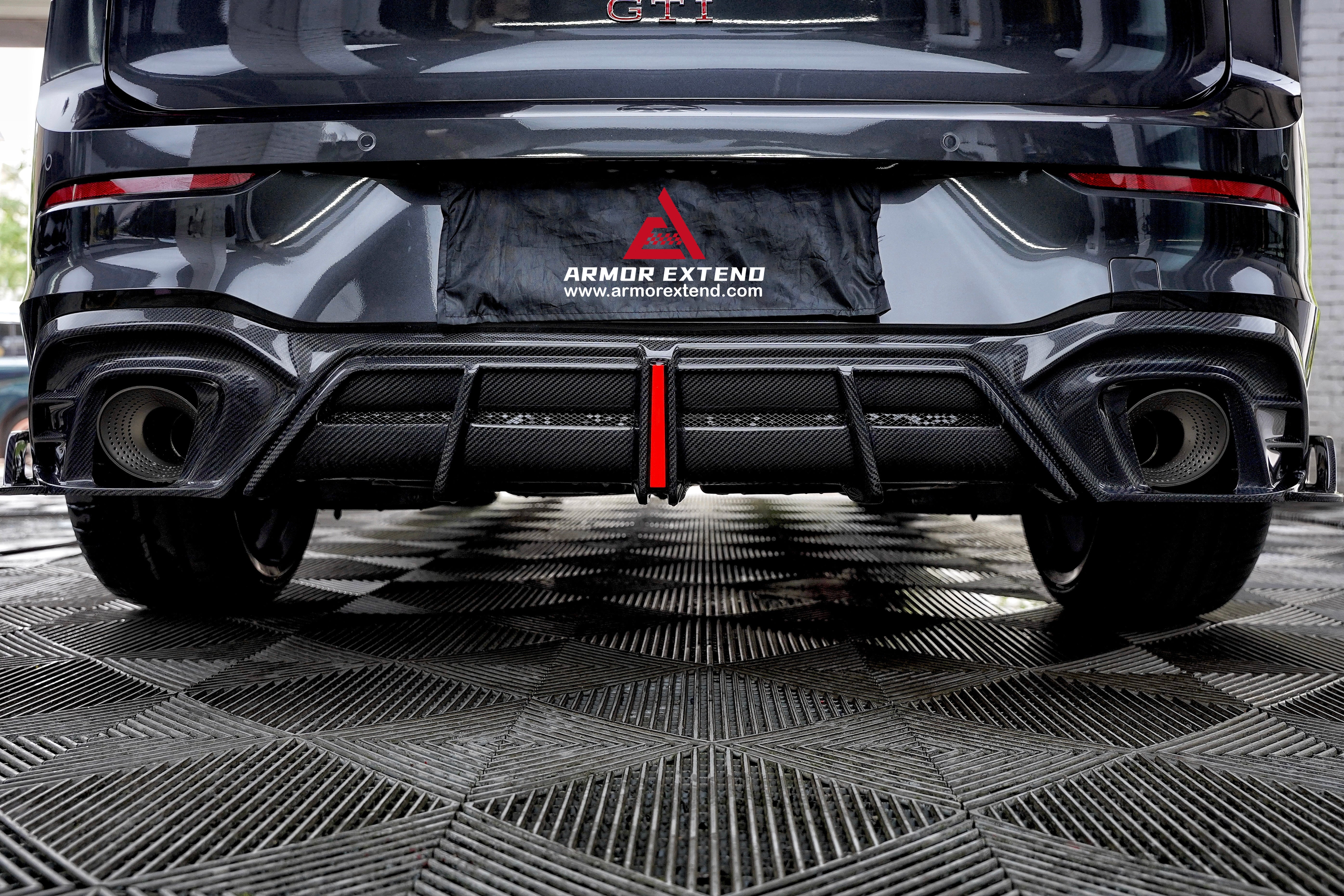 Volkswagen GTI & R-line MK8 2022 2023 2024 with Aftermarket Parts - AE Rear Diffuser?Carbon Fiber?from?ArmorExtend