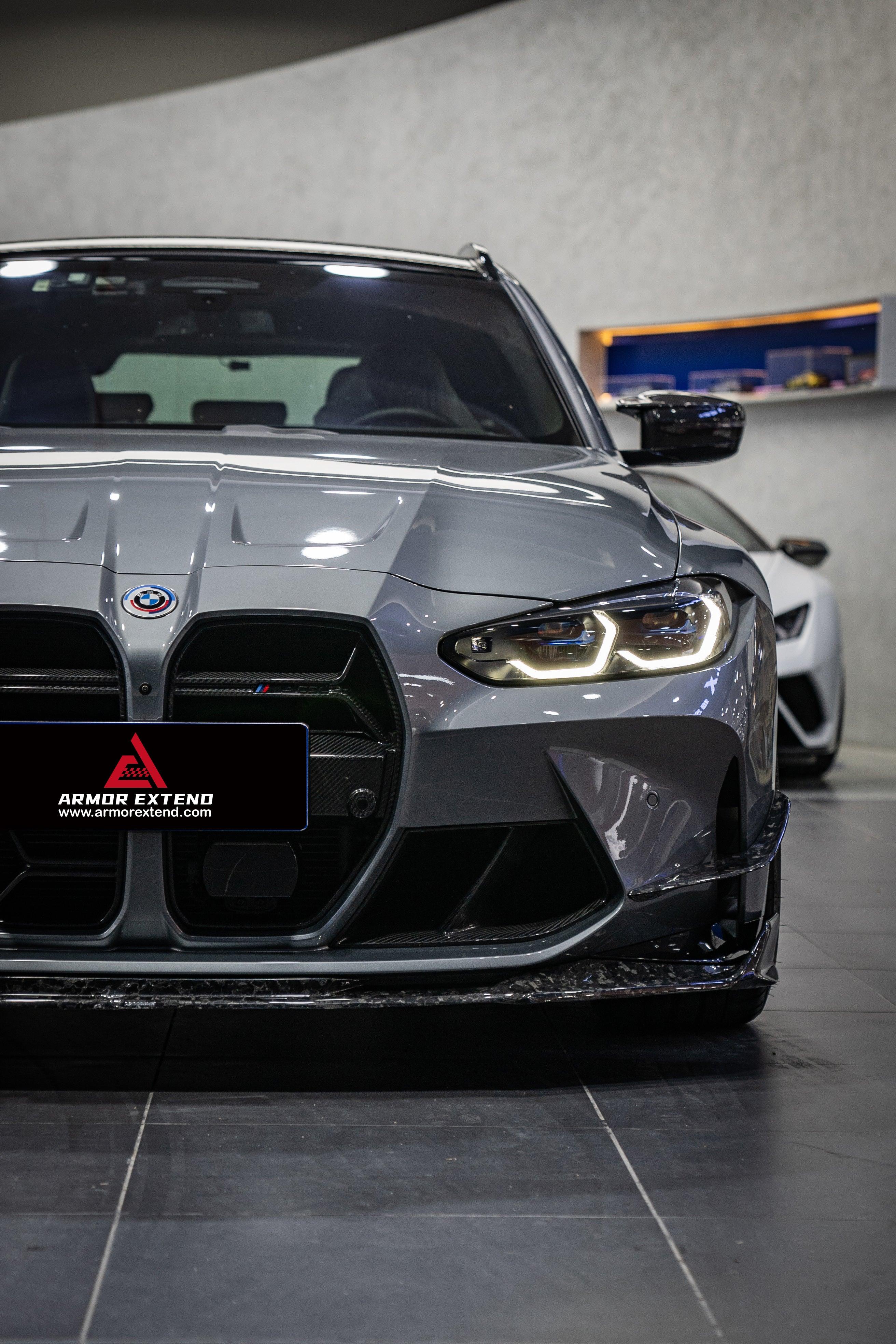 BMW M3 G80 G81 2021 2022 2023 2024 & M4 G82 G83 2021 2022 2023 2024 with Aftermarket Parts - AE Style Front Canards?Carbon Fiber?from ArmorExtend