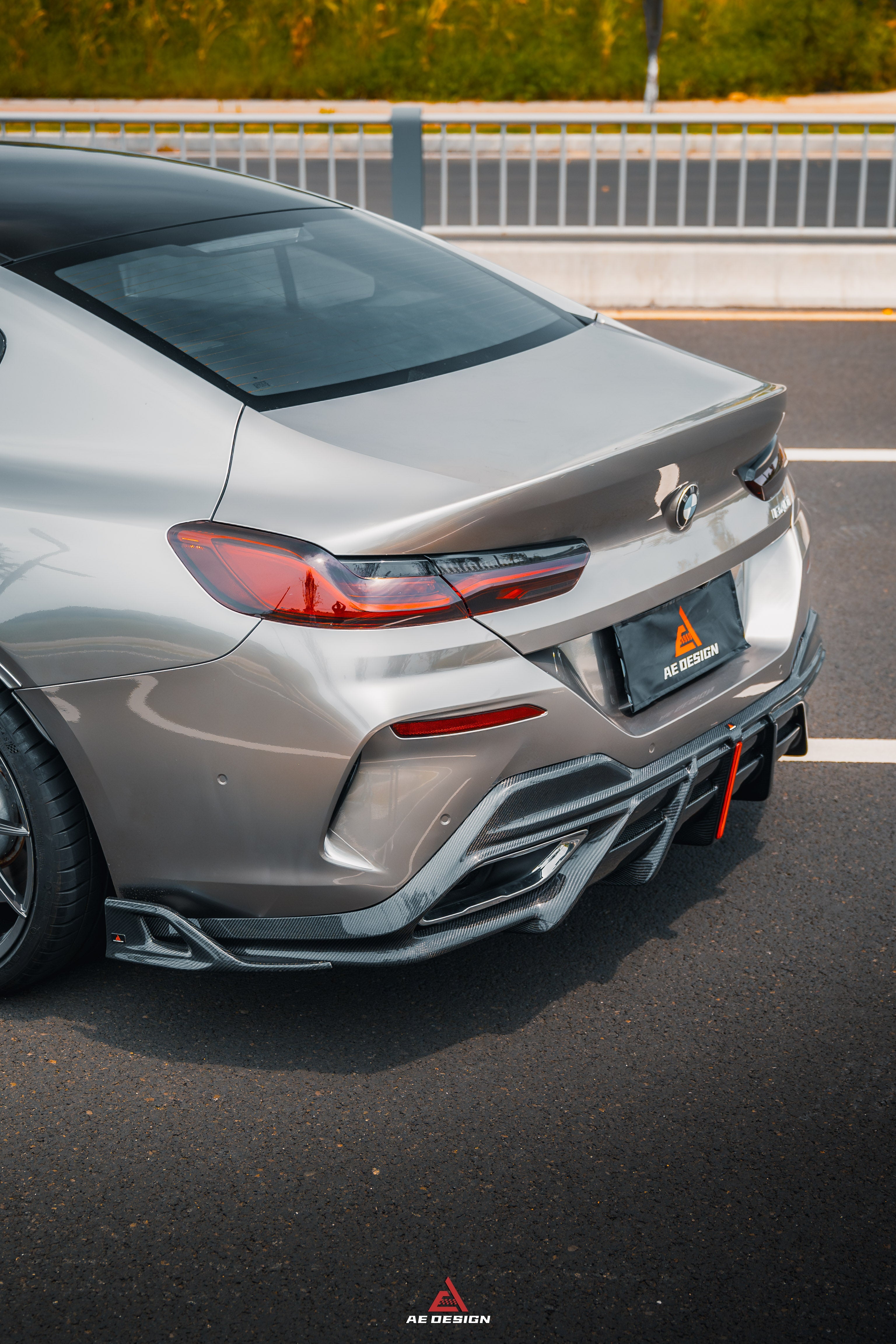 BMW 8 Series M850i 840i (With M-Package Bumper) G14 G15 G16 2018 2019 2020 2021 2022 2023 2024 with Aftermarket Parts - AE Rear Diffuser & Canards?Carbon Fiber from?ArmorExtend