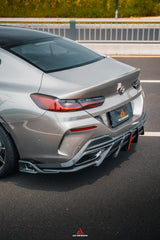 BMW 8 Series M850i 840i (With M-Package Bumper) G14 G15 G16 2018 2019 2020 2021 2022 2023 2024 with Aftermarket Parts - AE Rear Diffuser & Canards?Carbon Fiber from?ArmorExtend