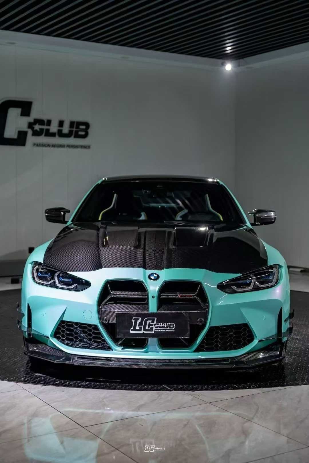 BMW M3 / M3C G80 G81 & M4 / M4C G82 G83 2021 2022 2023 2024 with Aftermarket Parts - Hood Bonnet Double-sided Pre-preg Carbon Fiber from TAKD Carbon