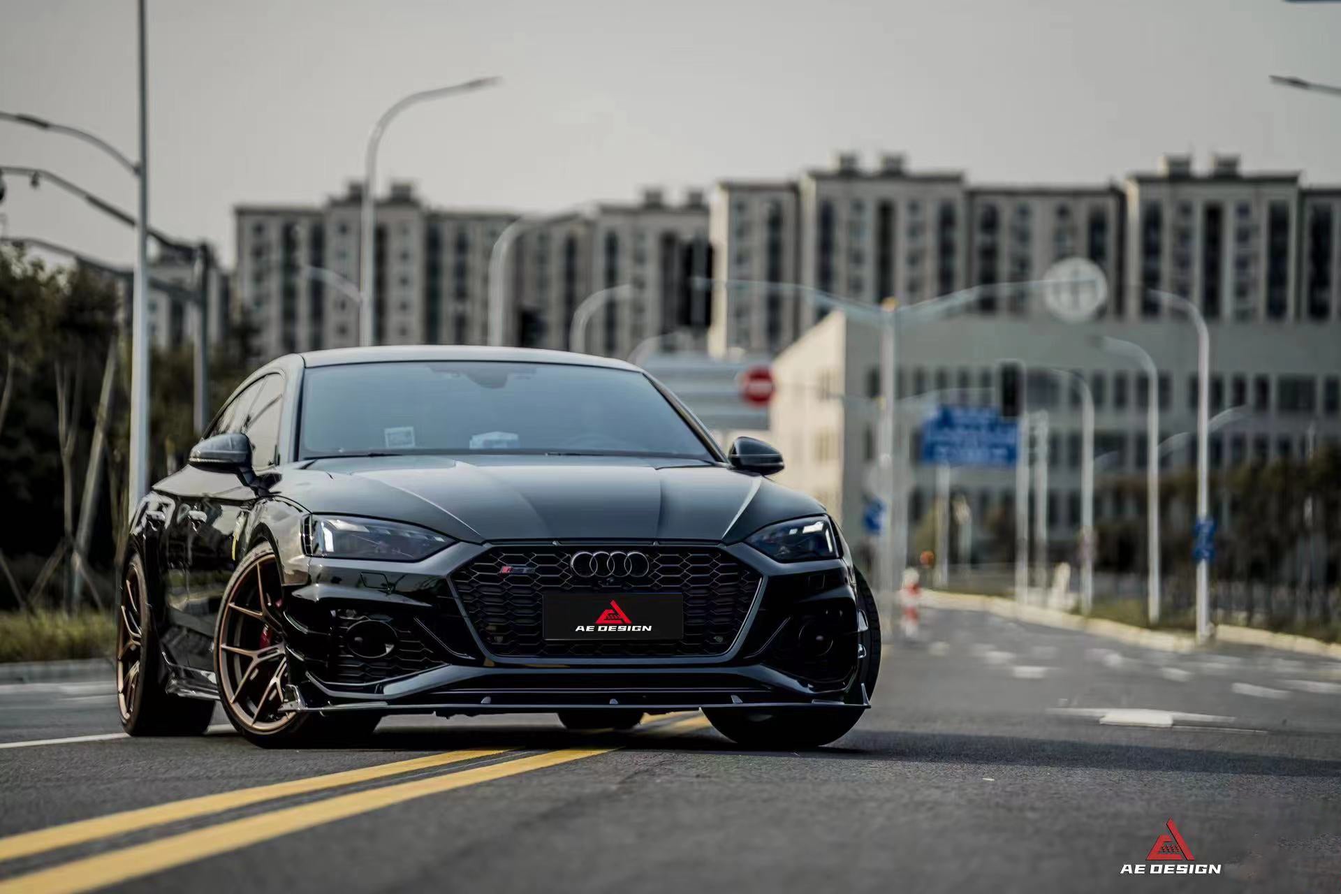 Audi RS5 B9.5 2020 2021 2022 2023 2024?with Aftermarket Parts - AE Style Front Lip Carbon Fiber from ArmorExtend
