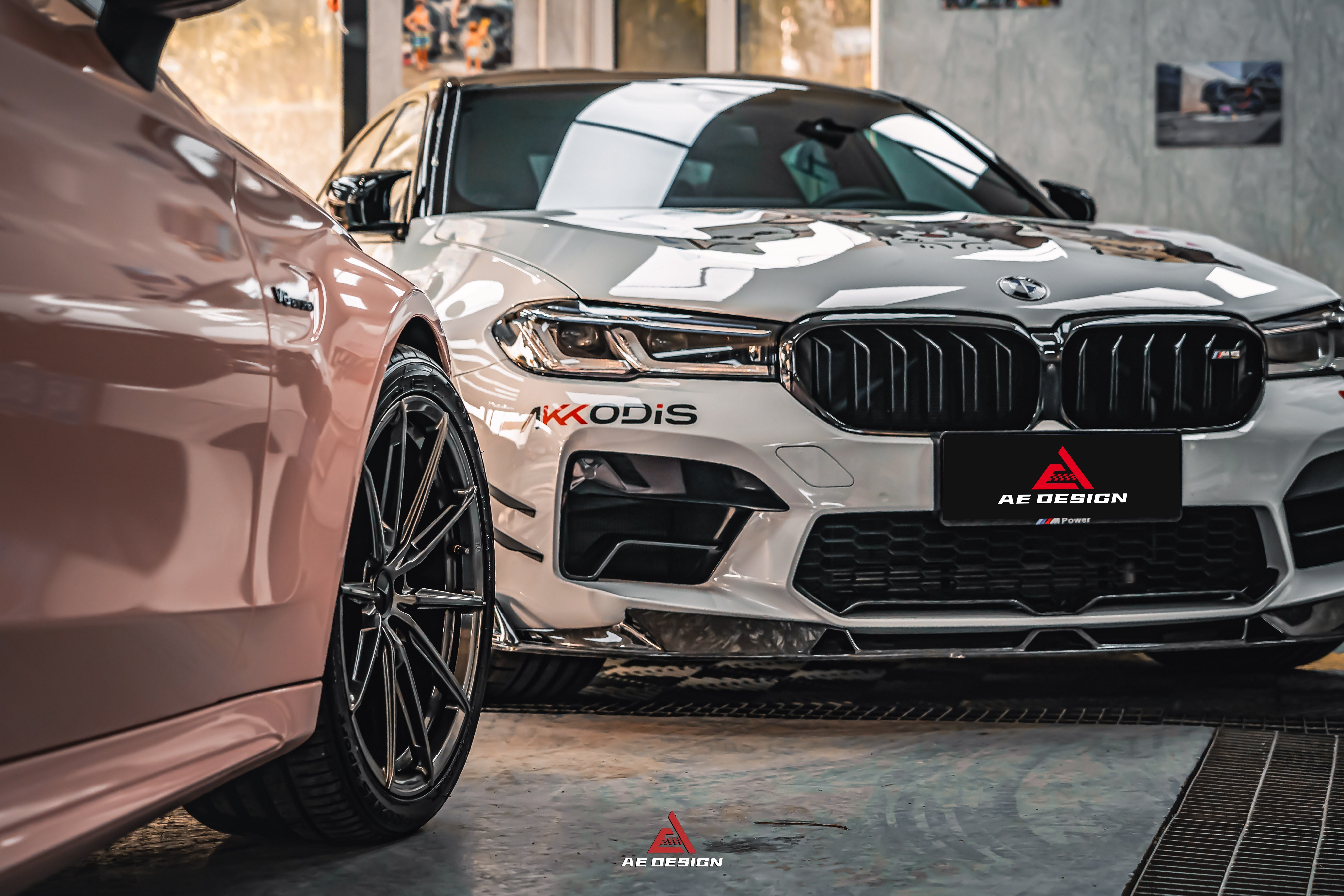 BMW M5/M5C F90 Pre-LCI 2018 2019 2020 & M5/M5C F90 LCI 2021 2022 2023 2024 with Aftermarket Parts - AE?Front Canards?Carbon Fiber?from ArmorExtend
