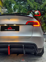 Tesla Model Y 2021 2022 2023 2024 with Aftermarket Parts - Plustic Style?Rear Diffuser ABS from ?ArmorExtend