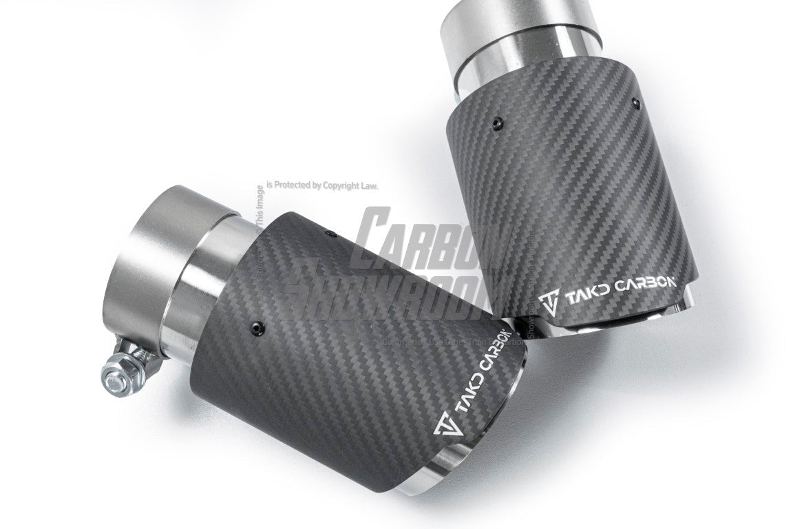 BMW 5 Series 530 540 (with M-package bumper, does not fit base model) G60 G61 2024-ON with Aftermarket Parts - V1 Style Rear Diffuser (Quad Exhaust Tips Included) Pre-preg Carbon Fiber from TAKD Carbon