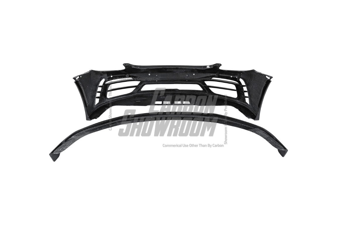 Porsche 718 Cayman / Boxster / GTS 2017-ON with Aftermarket Parts - Front Bumper & Lip Pre-preg Carbon Fiber from TAKD Carbon