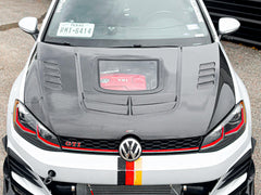 Volkswagen Golf R GTI Base MK7 MK7.5 2015-2021 with Aftermarket Parts - V3 Clearview Glass Style Hood Bonnet Carbon Fiber / FRP from CMST Tuning