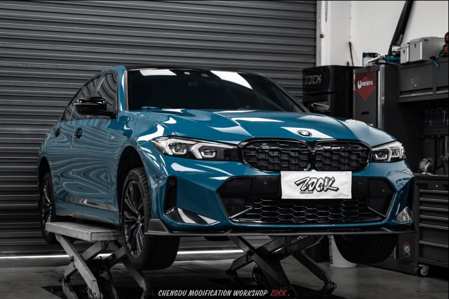 BMW 3 Series 330i (With M-Package Bumper, does not fit base model) M340i LCI G20 G21 2023 2024 with Aftermarket Parts - Plustic Style Front Lip ABS from?ArmorExtend