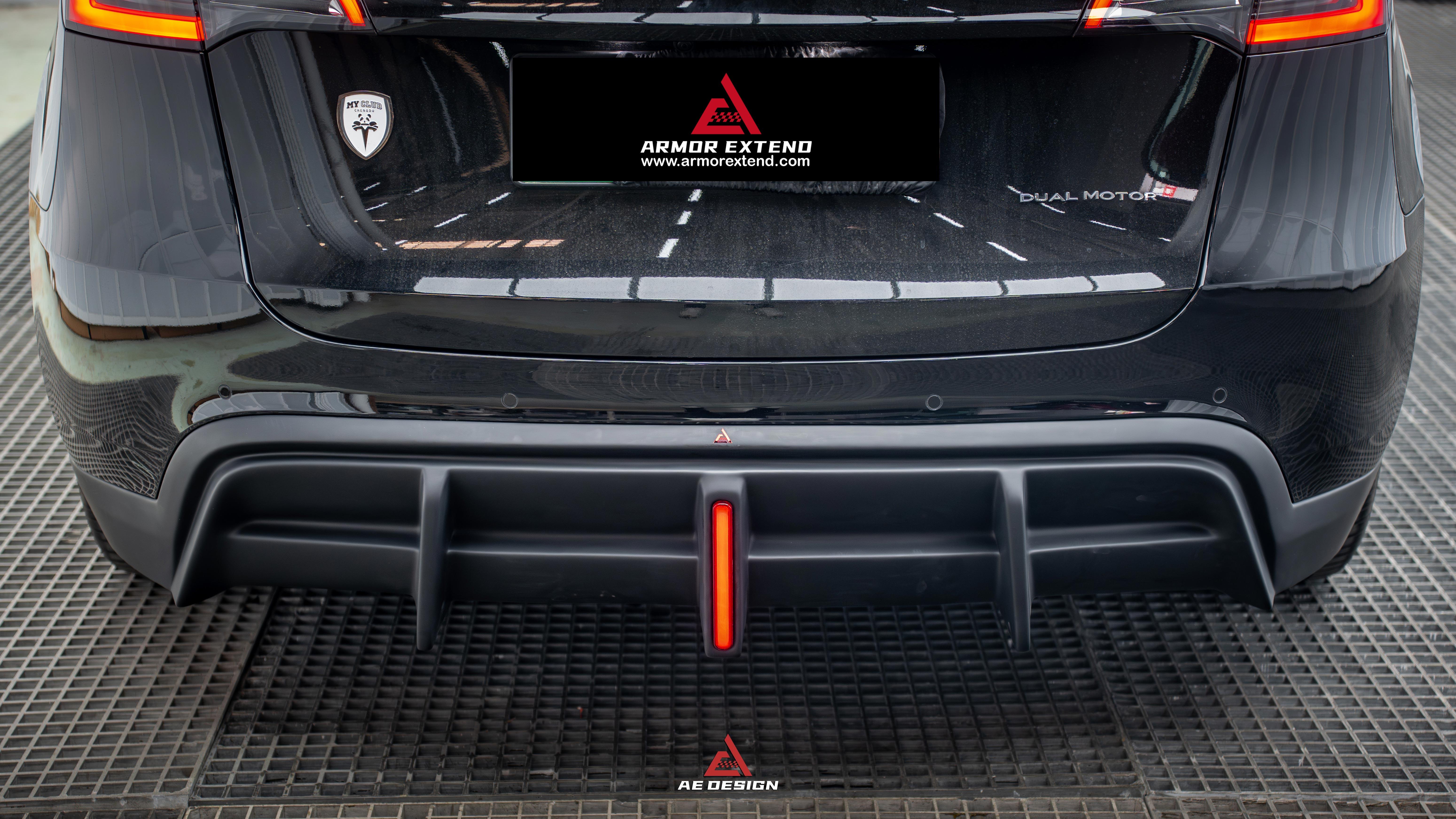 Tesla Model Y 2021 2022 2023 2024 with Aftermarket Parts - Plustic Style?Rear Diffuser ABS from ?ArmorExtend
