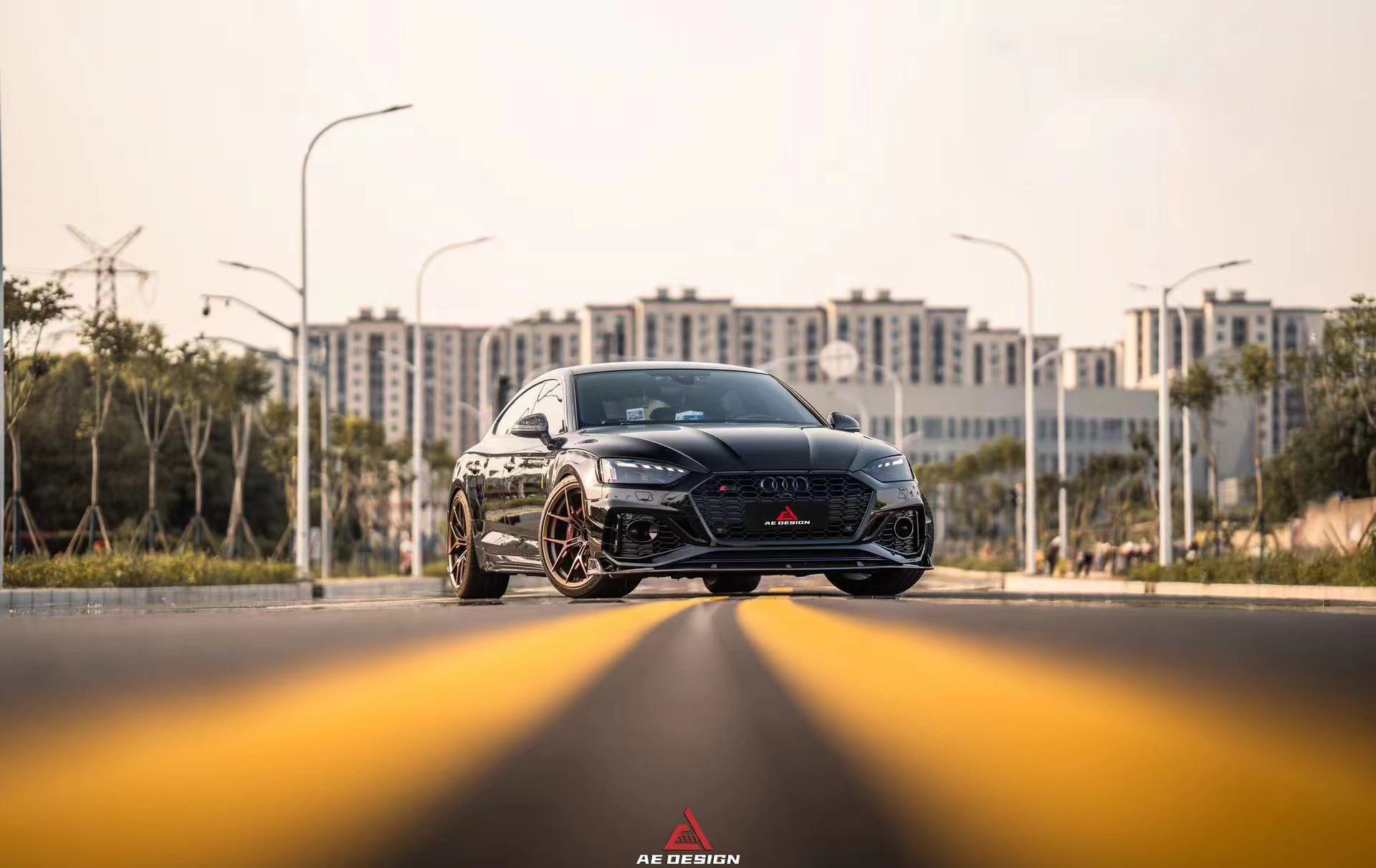 Audi RS5 B9.5 2020 2021 2022 2023 2024?with Aftermarket Parts - AE Style Front Lip Carbon Fiber from ArmorExtend