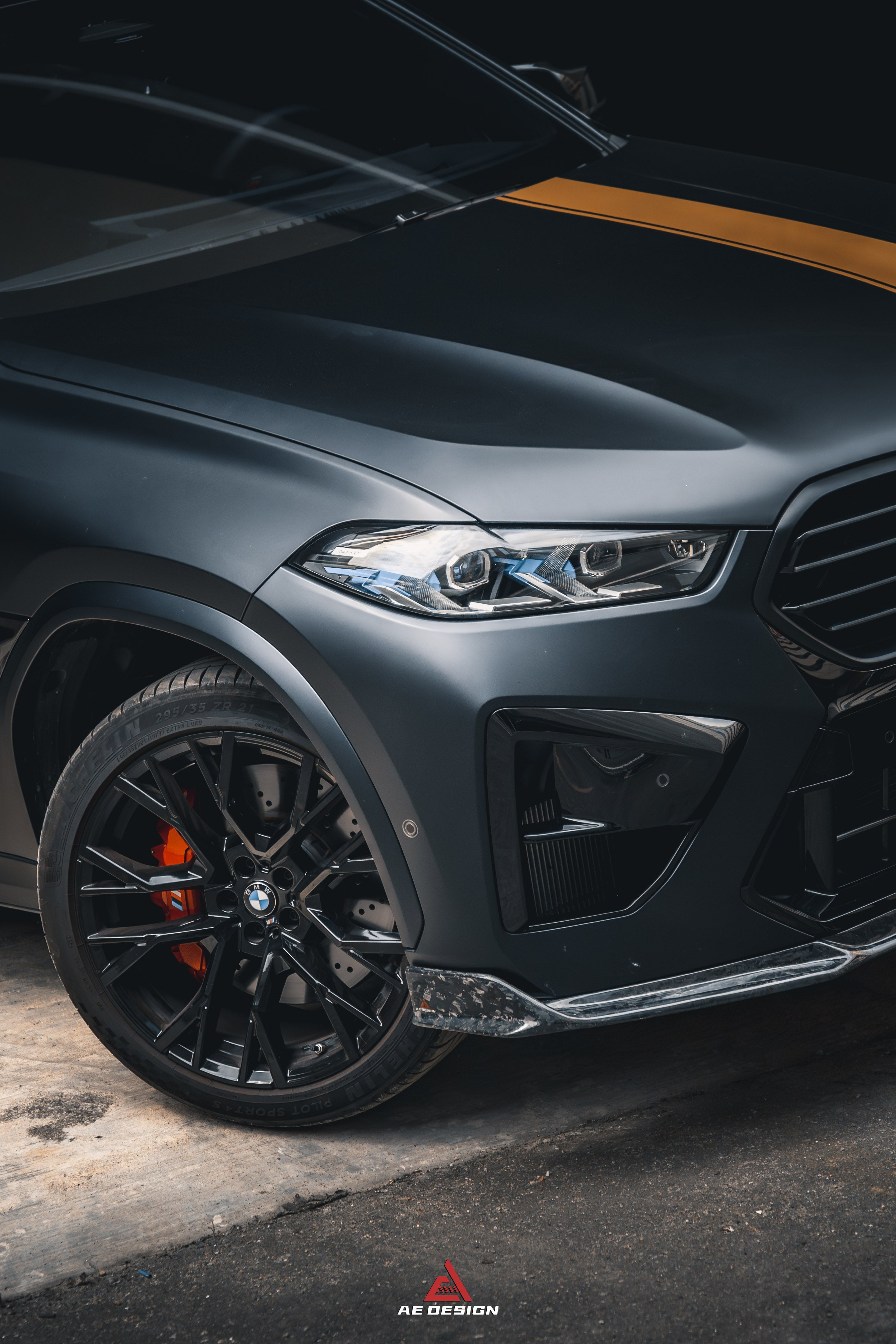 BMW X5M X5MC F95 & X6M X6MC F96 2024-ON (LCI) With Aftermarket Parts - AE Style Front Lip Carbon Fiber?from ArmorExtend