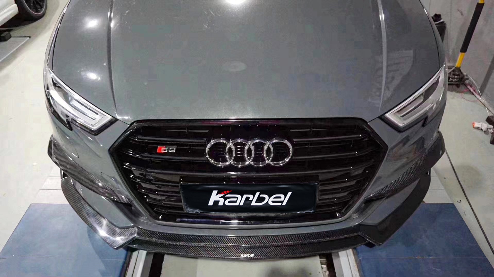 Audi S3 A3 (with S-bumper) 8V.5 2017 2018 2019 2020 with Aftermarket Parts - Front Lip Pre-preg Carbon Fiber from Karbel Carbon