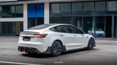 Tesla Model 3 Highland / Performance 2024-ON with Aftermarket Parts - AE Style Rear Diffuser & Canards Carbon Fiber from?ArmorExtend