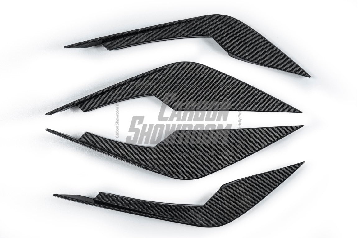 BMW M3 / M3C G80/G81 2021 2022 2023 2024 & M4 / M4C G82/G83 2021 2022 2023 2024 with Aftermarket Parts - Front Canards Pre-preg Carbon Fiber from TAKD Carbon