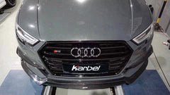 Audi S3 A3 (with S-bumper) 8V.5 2017 2018 2019 2020 with Aftermarket Parts - Front Lip Pre-preg Carbon Fiber from Karbel Carbon
