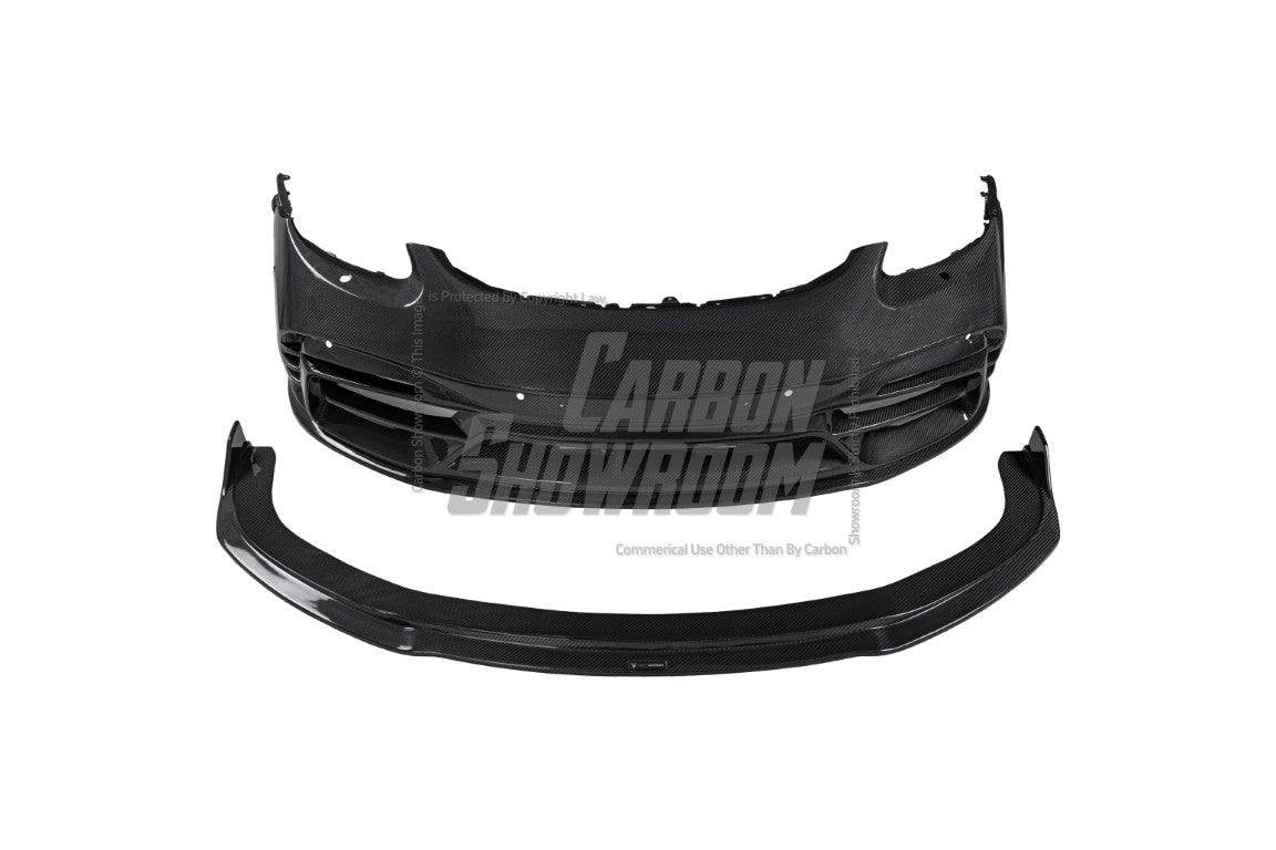 Porsche 718 Cayman / Boxster / GTS 2017-ON with Aftermarket Parts - Front Bumper & Lip Pre-preg Carbon Fiber from TAKD Carbon