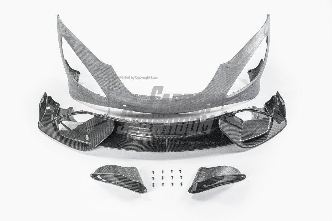 McLaren 720S 2018 2019 2020 2021 2022 2023 with Aftermarket Parts - 765LT?Front Bumper & Lip Conversion Kit Pre-preg Carbon Fiber / FRP?from Aero Republic