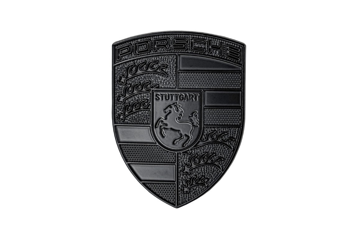 Porsche Crest Emblem Badge - Blacked Out Metal - Performance SpeedShop