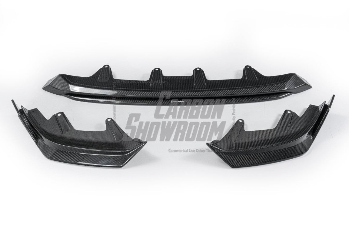 BMW 5 Series 530 540 (with M-package bumper, does not fit base model) & i5 e/x Drive40 (with M-package bumper, does not fit base model) M60 G60 G61 2024-ON with Aftermarket Parts - V1 Style Front Lip Pre-preg Carbon Fiber from TAKD Carbon