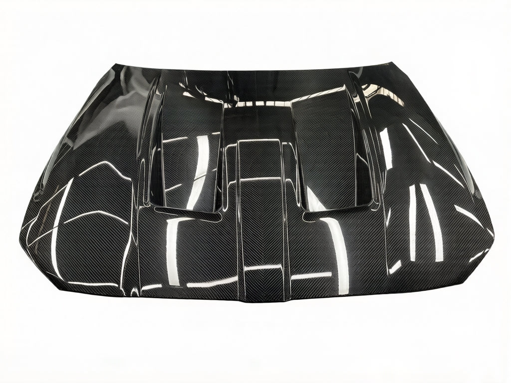 BMW M3 / M3C G80 G81 & M4 / M4C G82 G83 2021 2022 2023 2024 with Aftermarket Parts - Hood Bonnet Double-sided Pre-preg Carbon Fiber from TAKD Carbon