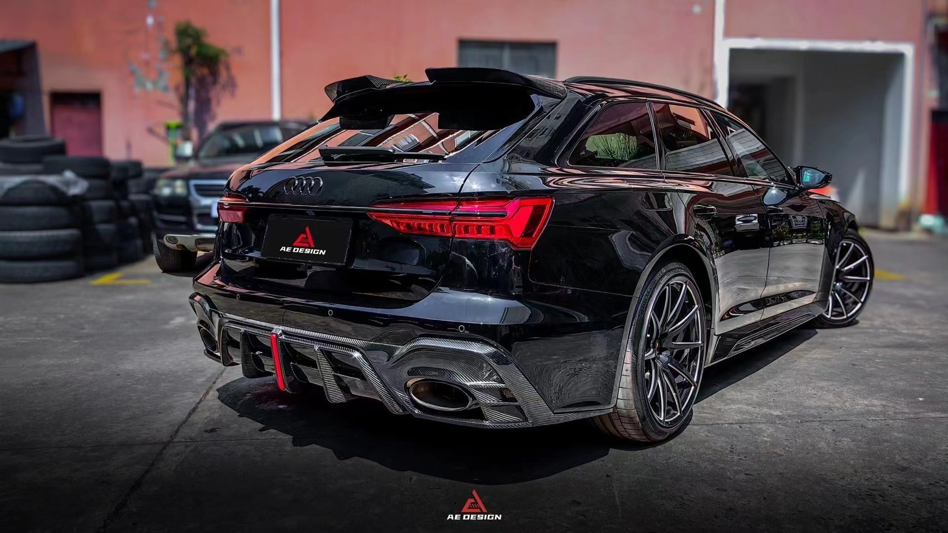 Audi RS6 C8 2020 2021 2022 2023 2024 & RS7 C8 2020 2021 2022 2023 2024 with Aftermarket Parts - AE Rear Diffuser & Canards?Carbon Fiber?from ArmorExtend