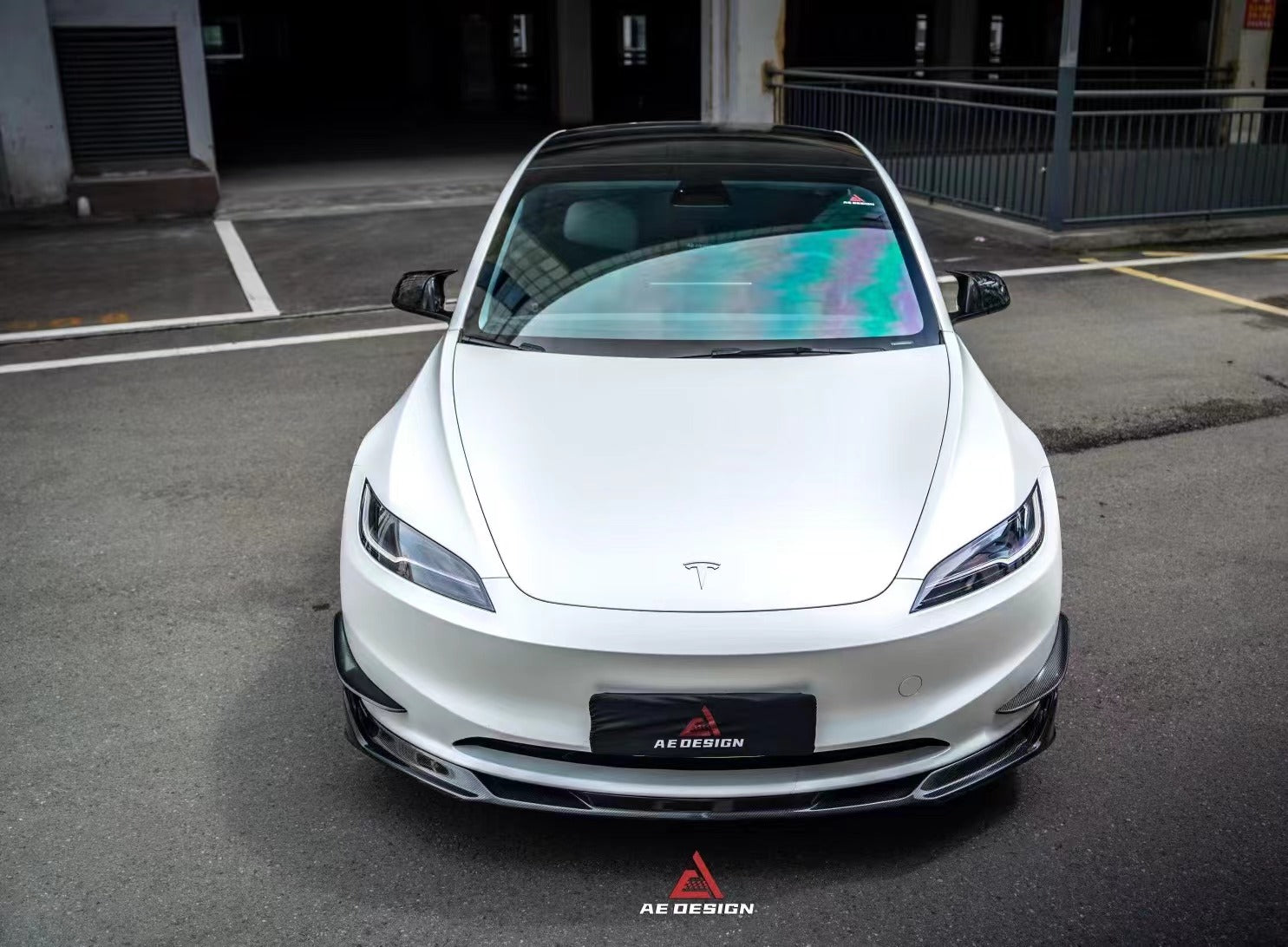 Tesla Model 3 Highland 2024-ON with Aftermarket Parts - AE Style Front Canards Carbon Fiber from?ArmorExtend