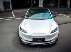 Tesla Model 3 Highland 2024-ON with Aftermarket Parts - AE Style Front Canards Carbon Fiber from?ArmorExtend