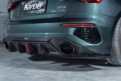 Audi S3 A3 S-line (with s-line bumper) 8Y 2021 2022 2023 2024 with Aftermarket Parts - Rear Diffuser Pre-preg Carbon Fiber from Karbel Carbon