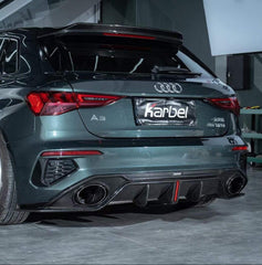 Audi S3 A3 S-line (with s-line bumper) 8Y 2021 2022 2023 2024 with Aftermarket Parts - Rear Diffuser Pre-preg Carbon Fiber from Karbel Carbon