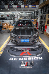 Audi S4 / A4 (With S-line Bumper) B9.5 2020 2021 2022 2023 2024 with Aftermarket Parts - AE Style Front Lip Carbon Fiber from ArmorExtend