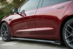 Tesla Model 3 / Performance 2017 2018 2019 2020 2021 2022 2023 with Aftermarket Parts - Side Skirts Pre-preg Carbon Fiber from TAKD Carbon