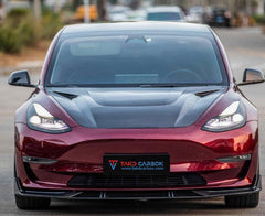 Tesla Model 3 2017 2018 2019 2020 2021 2022 2023 with Aftermarket Parts - Front Lip Pre-preg Carbon Fiber from TAKD Carbon