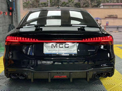 Audi S7 A7 (with s-line bumper) C8 2019 2020 2021 2022 2023 2024 with Aftermarket Parts - Rear Diffuser Pre-preg Carbon Fiber from TAKD Carbon