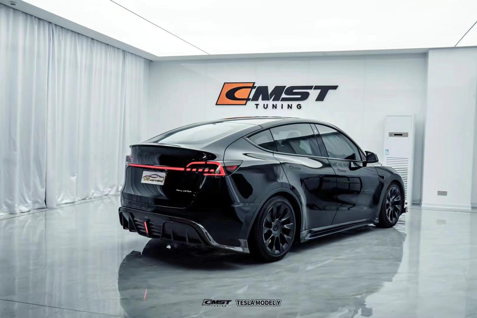 Tesla Model Y Performance AWD Long Range RWD Standard 2020-ON with Aftermarket Parts - V6 Style Rear Diffuser Carbon Fiber / FRP from CMST Tuning